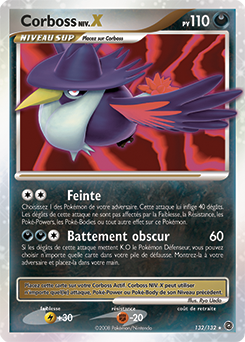 Carte Pokémon Niv. X Corboss NIV.X 132/132 de la série Merveilles Secrètes