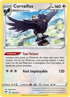 Carte Pokémon Corvaillus 156/189 de la série Ténèbres Embrasées en vente au meilleur prix