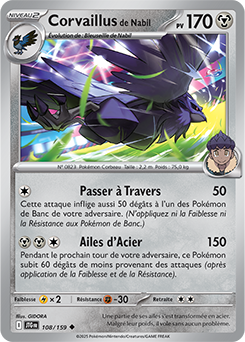 Carte Pokémon Peu commune Corvaillus de Nabil 108/159 de la série Aventures Ensemble