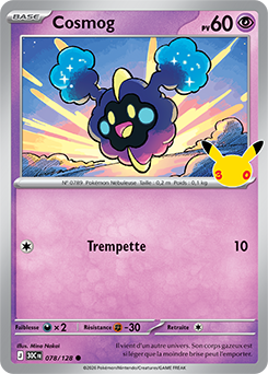 Carte Pokémon Communes Cosmog 078/128 de la série 30e Anniversaire