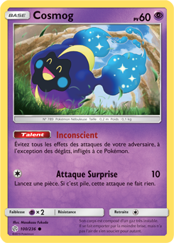 Carte Pokémon Cosmog 100/236 de la série Éclipse Cosmique en vente au meilleur prix