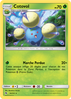 Carte Pokémon Holographique Rare Cotovol 14/214 de la série Tonnerre Perdu