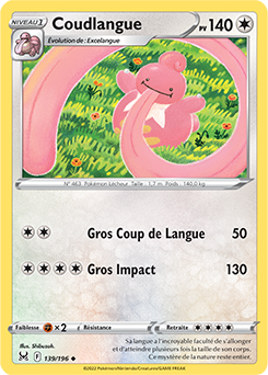 Carte Pokémon Peu commune Coudlangue 139/196 de la série Origine Perdue