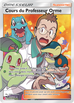 Carte Pokémon Dresseur Full Art Cours du Professeur Orme 213/214 de la série Tonnerre Perdu