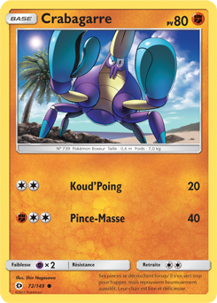 Carte Pokémon Crabagarre 72/149 de la série Soleil & Lune en vente au meilleur prix