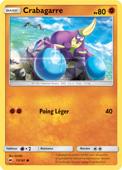 Carte Pokémon Commune Crabagarre 73/147 de la série Ombres Ardentes