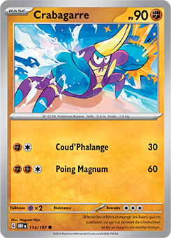 Carte Pokémon Crabagarre 114/197 de la série Flammes Obsidiennes en vente au meilleur prix