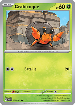 Carte Pokémon Crabicoque 6/182 de la série Faille Paradoxe en vente au meilleur prix