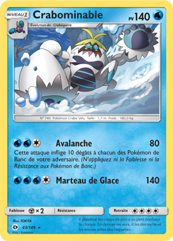 Carte Pokémon Crabominable 43/149 de la série Soleil & Lune en vente au meilleur prix