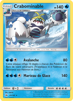 Carte Pokémon Rare Crabominable 43/149 de la série Soleil & Lune