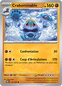 Carte Pokémon Peu commune Crabominable 115/197 de la série Flammes Obsidiennes