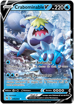 Carte Pokémon Crabominable V 76/264 de la série Poing de Fusion en vente au meilleur prix