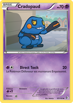 Carte Pokémon Peu commune Cradopaud 65/149 de la série Frantières Franchies