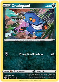Carte Pokémon Cradopaud 165/264 de la série Poing de Fusion en vente au meilleur prix