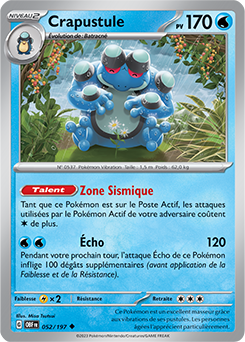 Carte Pokémon Peu commune Crapustule 52/197 de la série Flammes Obsidiennes