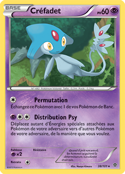 Carte Pokémon Rare Créfadet 38/101 de la série Explosion Plasma
