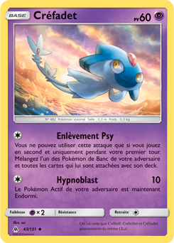 Carte Pokémon Peu commune Créfadet 43/131 de la série Lumière Interdite