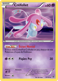 Carte Pokémon Holographique Rare Créfollet 37/101 de la série Explosion Plasma