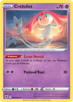 Carte Pokémon Holographique rare Créfollet 066/189 de la série Astres Radieux