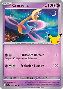Carte Pokémon Communes Cresselia 074/128 de la série 30e Anniversaire