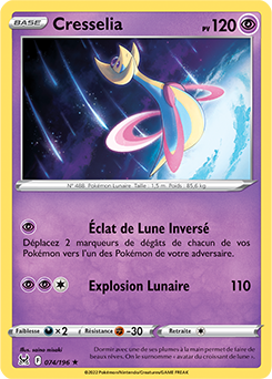 Carte Pokémon Holographique rare Cresselia 074/196 de la série Origine Perdue