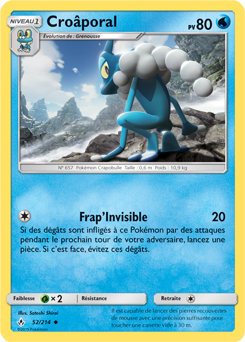 Carte Pokémon Peu commune Croâporal 52/214 de la série Alliance Infallible
