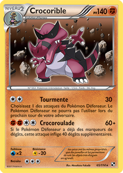 Carte Pokémon Holographique Rare Crocorible 65/114 de la série Noir & Blanc