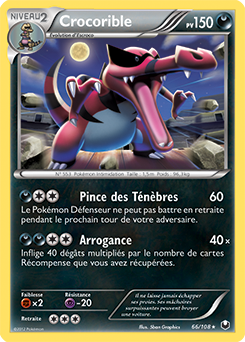 Carte Pokémon Holographique Rare Crocorible 66/108 de la série Explorateurs Obscurs