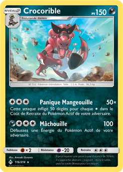 Carte Pokémon Rare Crocorible 116/214 de la série Alliance Infallible