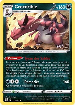 Carte Pokémon Holographique rare Crocorible 113/195 de la série Tempête Argentée