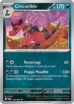 Carte Pokémon Peu commune Crocorible 59/86 de la série Foudre Noire