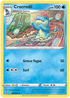 Carte Pokémon Peu commune Crocrodil 56/264 de la série Poing de Fusion