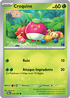 Carte Pokémon Communes Croquine 16/197 de la série Flammes Obsidiennes