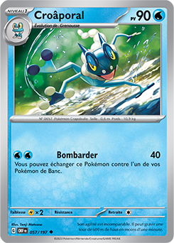 Carte Pokémon Peu commune Croâporal 57/197 de la série Flammes Obsidiennes
