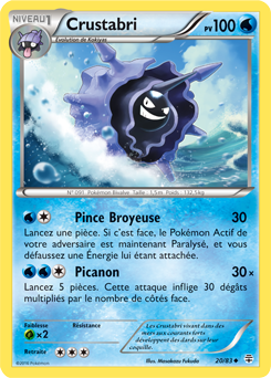 Carte Pokémon Peu commune Crustabri 20/83 de la série Générations