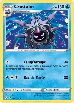 Carte Pokémon Crustabri 41/202 de la série Épée et Bouclier en vente au meilleur prix