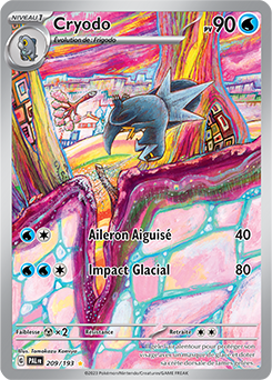 Carte Pokémon Illustration rare Cryodo 209/193 de la série Évolutions à Paldea