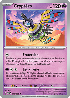 Carte Pokémon Peu commune Cryptéro 38/86 de la série Flamme Blanche
