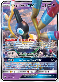 Carte Pokémon Cryptéro GX 98/214 de la série Tonnerre Perdu en vente au meilleur prix