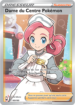 Carte Pokémon Dame du Centre Pokémon 185/185 de la série Voltage Éclatant en vente au meilleur prix