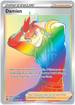 Carte Pokémon Rainbow Dresseur Damien 279/264 de la série Poing de Fusion