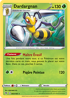 Carte Pokémon Rare Dardargnan 003/185 de la série Voltage Éclatant