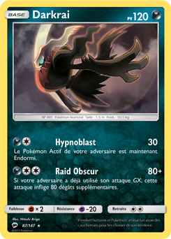 Carte Pokémon Darkrai 87/147 de la série Ombres Ardentes en vente au meilleur prix