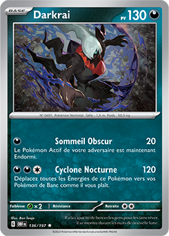 Carte Pokémon Darkrai 136/197 de la série Flammes Obsidiennes en vente au meilleur prix