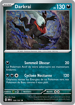 Carte Pokémon Rare Darkrai 136/197 de la série Flammes Obsidiennes