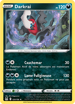 Carte Pokémon Holographique rare Darkrai 120/196 de la série Origine Perdue