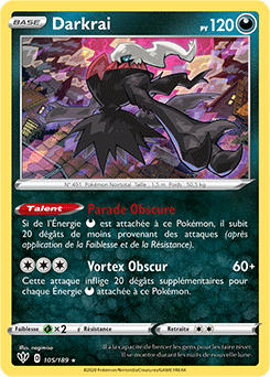 Carte Pokémon Darkrai 105/189 de la série Ténèbres Embrasées en vente au meilleur prix