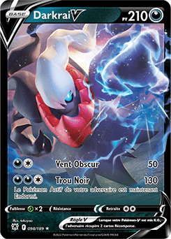 Carte Pokémon Ultra rare V Darkrai V 098/189 de la série Astres Radieux
