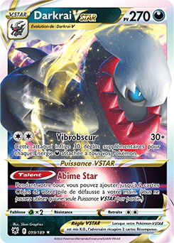 Carte Pokémon Ultra rare VSTAR Darkrai VSTAR 099/189 de la série Astres Radieux