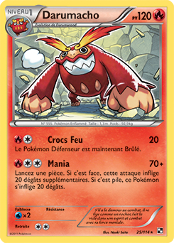 Carte Pokémon Rare Darumacho 25/114 de la série Noir & Blanc